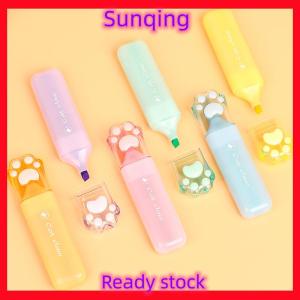 SQ Stationery [Flash Sale] 1 6pcs Kawaii Cat Claw Pastel Color Highlighters Drawing Graffiti Art Markers Fluorescent Pen Cute Stationery School Supplies