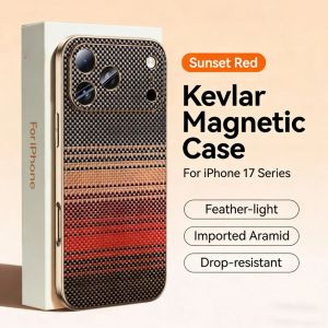 Kevlar Texture Pattern High Quality Fiber For Magsafe Case For iPhone 17 16 15 14 Pro Max Metal Frame Shockproof Cover