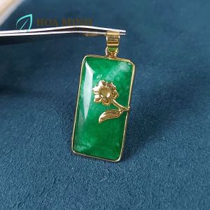 Mặt dây chuyền đá Mã Não bọc hoa mai cách điệu size 17.5x32mm phong cách quý tộc trường thịnh G200osmd Hoa Minh Gem