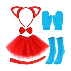 Trẻ Em Mèo Trang Phục Mèo Tai Headband Đuôi Bowtie Găng Tay Vớ Halloween Mèo phụ kiện Cosplay Cho Kid Cậu Bé Cô Gái Cosplay