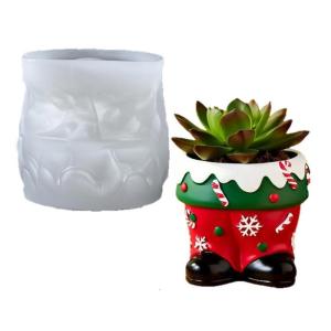 Textured Christmas Boot Planter Mould Flexible Silicone Crafting Tool for Resin Making