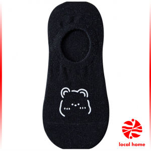 Local home ถุงเท้าผู้หญิง สีลูกกวาด ถุงเท้าข้อสั้น ผ้านุ่มใส่สบายเพ้นท์น้องหมีน่ารัก womens socks