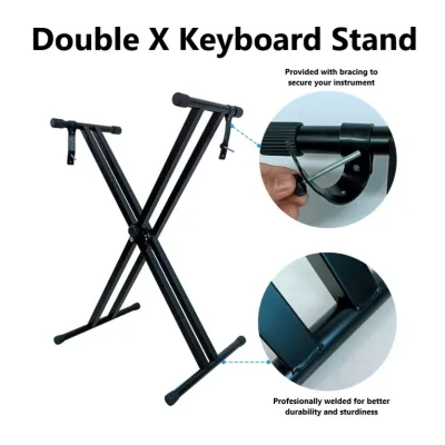 Double X Digital Keyboard Stand Piano Stand Premium Quality Light Weight Yamaha KORG Roland Casio – Digital Electric Electronic Keyboard Instrument Synthesizer Music Stand