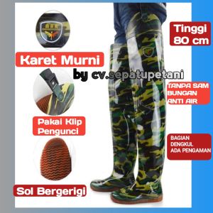 Sepatu Boot Boots But Pria wanita Dewasa Karet Doreng Loreng Petani Sawah Ladang Kebun Rawa Mancing Nelayan Cuci Mobil Tambak Anti Air Keong Banjir Hujan Panjang Lentur Import 55 cm Sol Tebal Bukan AP