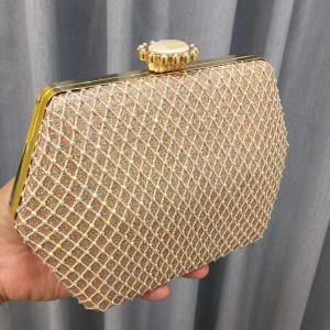 MJ&AJ New ladies bag diamond pleated dinner clutch metal chain with sling