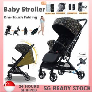 【🇸🇬 READY STOCK】Baby Portable Travel Stroller One-Hand Folding Baby Stroller Lightweight Baby Shock Can Sit And Lie Down with Canopy