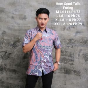 MURAH BATIK KEMEJA HEM PRIA MOTIF KEMBANG GEDE HITAM KEMEJA SERAGAM PEKALONGAN kemeja batik pria lengan pendek baju batik pria batik kantor seragam kerja ukuran reguler m.l.xl