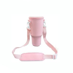 ZYJC Adjustable Shoulder Strap Water Bottle Carrier Bag Neoprene Carrier Clip 40 Oz Tumbler Cup Sleeve Convenience Portable Straw Bottle Holder Pouch Travel