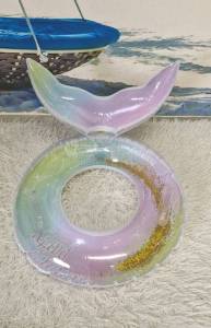 ห่วงยางเป่าลม กลิตเตอร์หางปลา+มือจับ 70Cm. (ถุง) SY-A2177