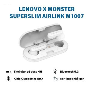 Tai nghe bluetooth Monster SuperSlim AirLink TWS M1007 - chip Qualcomm aptX chính hãng
