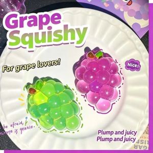 FLEURS Slow Rising Grapes Fidget Toy Hand Toy Transparent Grapes Sensory Toy Creative Soft Elastic Squishy Fruit Kids Adults