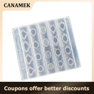 【 CANAMEK 】 Gemstone Photo Frame 3D Transparent Nail Art Mold Silicone Carving Template DIY Nail Art Decorations Manicure Design Tools
