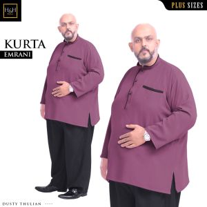 Elegant Baju Kurta Emrani Berkolar Lelaki Plus Size (4XL-6XL) Muslim Dewasa Premium Como Crepe Cloth Lengan Panjang Ready Stock KL