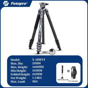 Fotopro X-AIRFLY วิดีโอ MAX / LITE คาร์บอนไฟเบอร์ขาตั้งกล้องพร้อมหัวไฮดรอลิก: Pro-Grade สำหรับ Mirrorless / DSLR การออกแบบแบบพกพาอัลตร้า + Monopod ที่ถอดออกได้