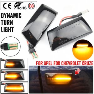 2Pcs Smoke / Clear Lens Dynamic LED Fender Side Marker Turn Signal Light Amber Flowing Sequential Indicator Blinker Lamp For Chevrolet Cruze Opel Insignia Astra H Zafira B Corsa D