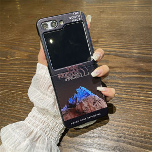 Cute black Hard Phone Case For Samsung Galaxy Z Flip 3 4 5 Protect Phone Cover THE NORTH FACE design
