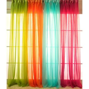 Transparent White Tulle Curtains for Living Room Decoration Modern Solid Sheer Voile Kitchen Curtain