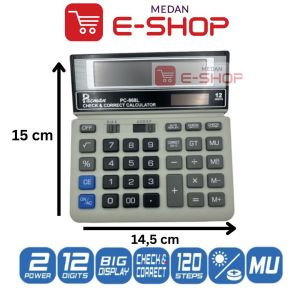 Kalkulator 12 Digits PC-868L Check Correct Besar Calculator Bisa Delete Bisa Cek History Dual 2 Power