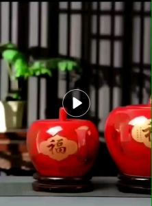 景德镇陶瓷器中国红储物罐中式客厅厨房用品玄关茶几摆件结婚礼品