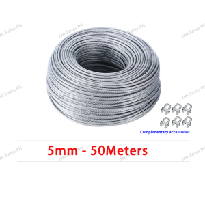 5mm Plastic Coated Stainless Steel Wire Rope 10/30/50M for Clothesline Gardening DIY