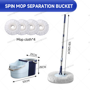 HavenClean New Mop and Bucket Set Self Cleaning And Dry Spin Mop Round Flat Mop With Detachable Bucket
