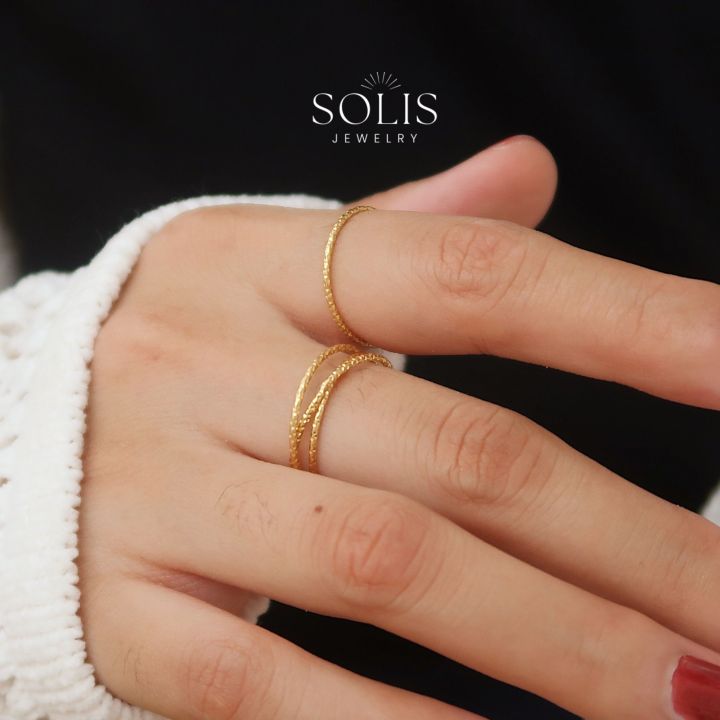 Engraved Shiny Ring Gold Ring • Waterproof Non-Fade Tarnish • 18K Gold  Plated 316L Stainless Titanium Steel Finger Rings For Women RG370 Lazada  PH