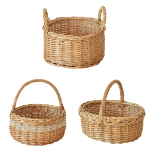 Handmade Woven Basket Imitation Rattan Wicker Baskets Flower Storage Basket for Home Decoration and Weddings