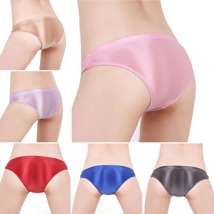 Satin Brief Panties Women, Pink Silk Lingerie Underwear