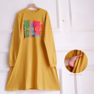 Tunik Wanita Lengan Panjang Zolla Tunic Bahan Kaos Katun Combed Apk Sablon Baju Atasan Jumbo Simple