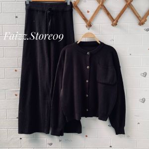 Oneset Sweater Fauna Setelan Celana Kulot Rajut Wanita Premium Kekinian