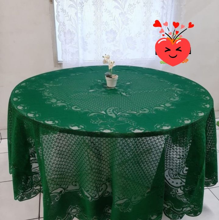 Alas Meja Bulat Bundar Besar HIJAU Kode 948 / Taplak Meja Makan Bundar