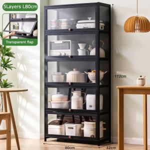 Lockable Figure Display Cabinet Black Acrylic Display Stand Transparent Dustproof Storage Rack