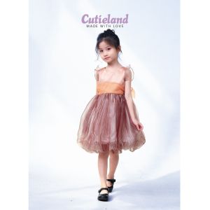 Cutieland - Đầm tiệc sự kiện bé gái voan bí phối sợi