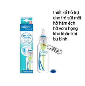 [ 815 ] Bình sữa Y Tế cổ thường 250ml thiết kế hỗ trợ cho trẻ gặp khó khăn khi bú bình