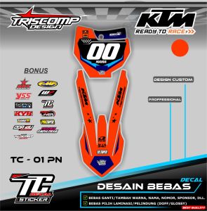 STIKER DECAL PAPAN NOMOR STAR DAN SPAKBOR DEPAN KTM 85 / KTM 250 GRATIS CUSTOM WARNA NAMA DAN NOMOR BISA REQUEST TC - 02 pn