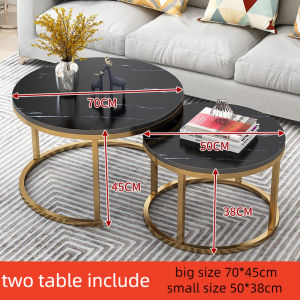 L&Q【COD】Steel Wood Tea Table Creative Simple Small Modern Living Room Gold Frame Tea Table Nordic Wind