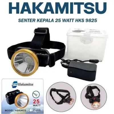 Hakamitsu Senter Kepala LED Multifungsi 25W dengan Baterai Lithium dan Plug Type Universal - Warna Kuning Putih