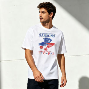 IM NOT ADDICTED TO GAMBLING Summer Men Cotton Crew Neck T-Shirts Poker Dice Hand Graphic Funny Card Game Meme Daily Casual Tee