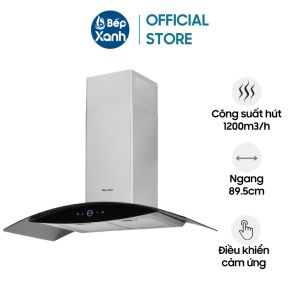 Máy Hút Mùi Malloca MC 9018HS - Công Suất Hút 1200 m3/h - Ngang 89.5cm - Điều Khiển Cảm Ứng - 3 Tốc Độ Hút - Bảo Hành 3 Năm Chính Hãng
