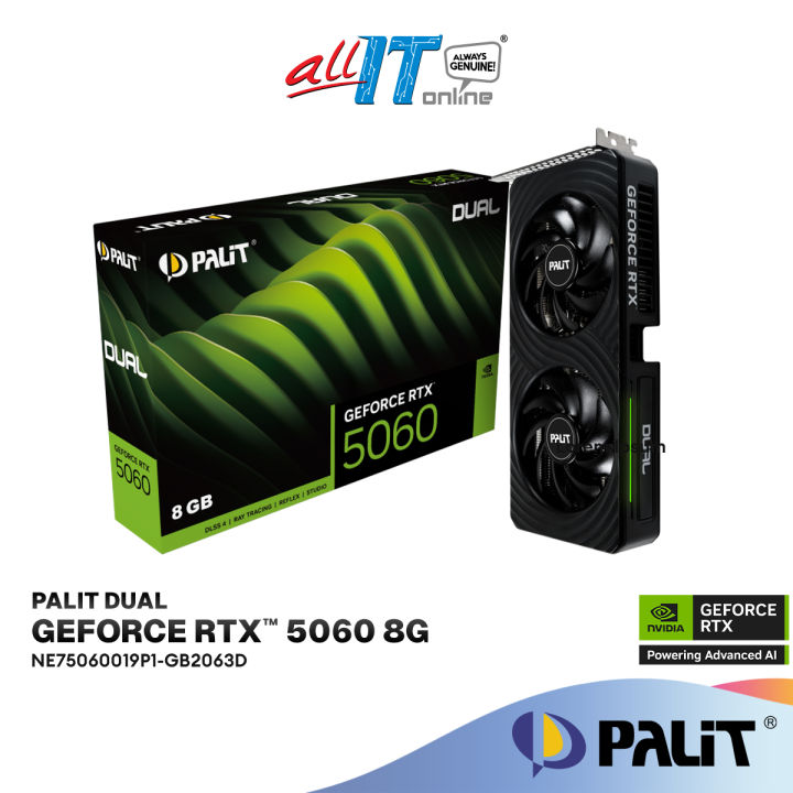 Palit GeForce RTX 5060 DUAL 8GB GDDR7 Graphics Card | NE75060019P1-GB2063D