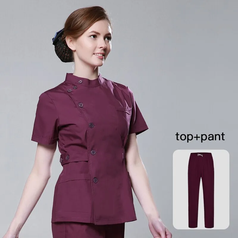 Short Sleeve Scrubs uniform Suit beauty pet shop lab coat spa