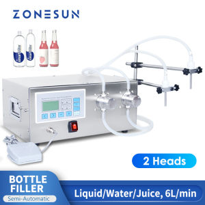 ZONESUN Semi Automatic  ZS-MPZ2 Bottle Filling Machine Liquid Water Juice Drinks Olive Oil Magnetic Pump Jar Packaging Production