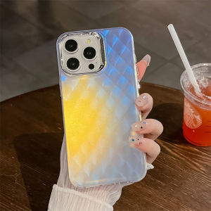 KISSCASE Plating Laser Water Ripple IMD Phone Case For iPhone 15 14 13 Pro Max Colorful Gradient Matte Silicone Anti-fall Shockproof Back Cover For iPhone 15 14 13