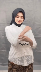 Atasan Kebaya Encim Modern Dewasa Bordir Senada - Kebaya Bordir Wisuda Broken White Murah
