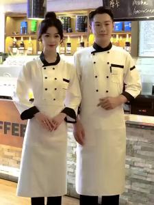 Genuine Product Guarantee Ready Stock Chef Uniform Men and Women Long Sleeve Restaurant Kitchen Clothes Cake Shop Bakery Cotton Uniform chef shirt chef jacket