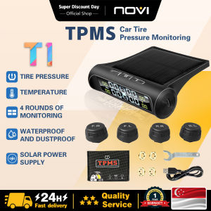 NOVI T12 Solar-Powered Wireless TPMS Car Tire Pressure Monitor with LCD Display and 4 Sensors