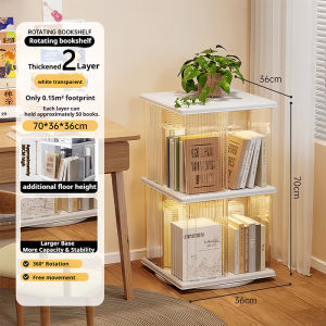 【READY STOCK】Bookshelf Acrylic Board 360 ° Swivel Book Rack Space‑Saving Freestanding Storage Organizer