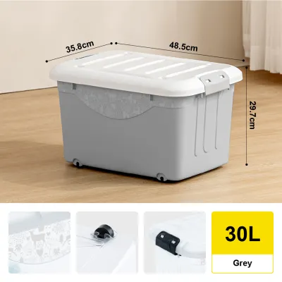 Citylife 30L Stackable Storage Box With Wheels Plastic Storage Box Organizer Large Capacity Container With Wheels