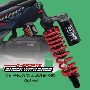 MOKOTO HONDA CLICK V1 V2 V3 REAR SHOCK ABSORBER WITH BASO 330MM GOLD & BLACK SERIES FOR CLICK 1PC