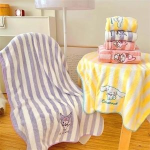 Sanrio Cute Cartoon Striped Bath Towel - Kuromi, Cinnamoroll & My Melody